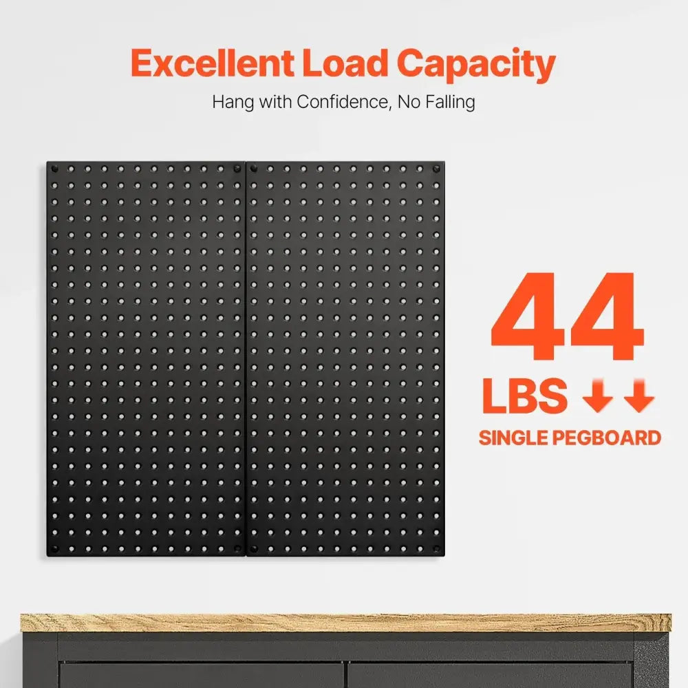 Black Heavy Duty Steel Pegboard Wall Organizer 2 Pack