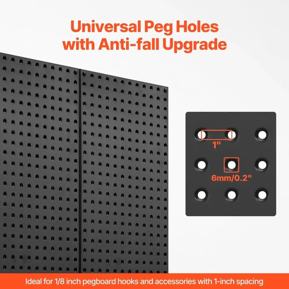 Black Steel Wall Pegboard Organizer 3 Pack