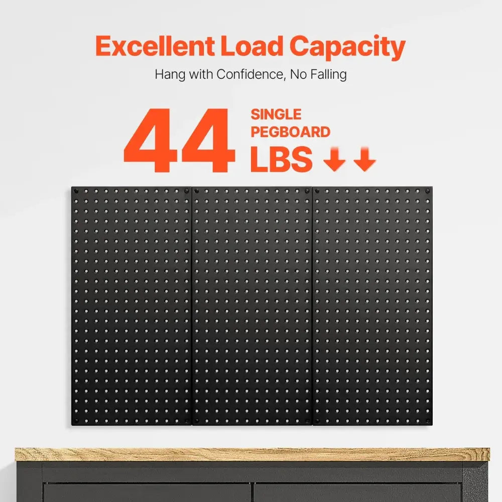 Black Steel Wall Pegboard Organizer 3 Pack