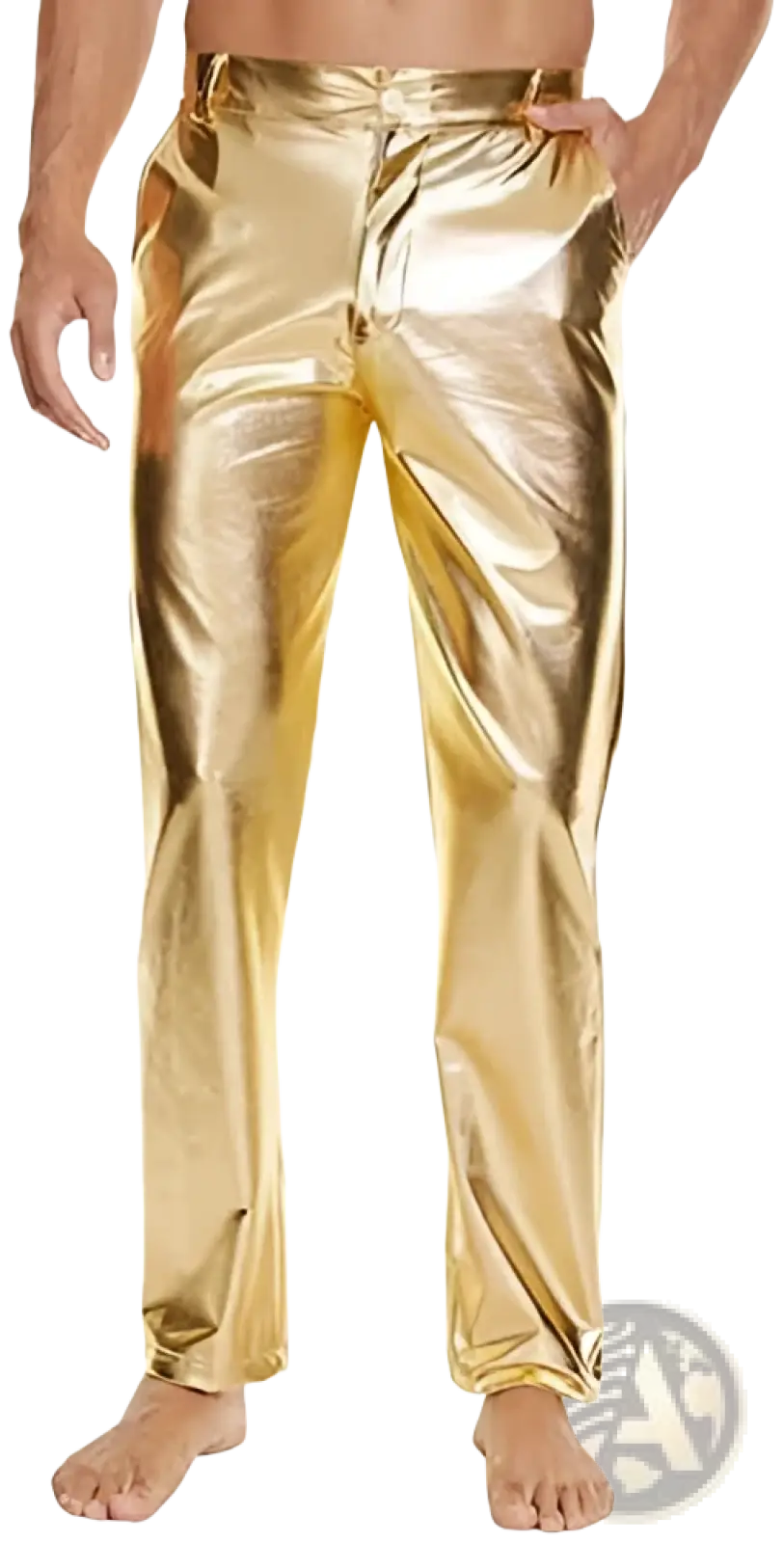Metallic Silver High Waist Straight Leg Disco Pants