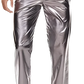 Metallic Silver High Waist Straight Leg Disco Pants