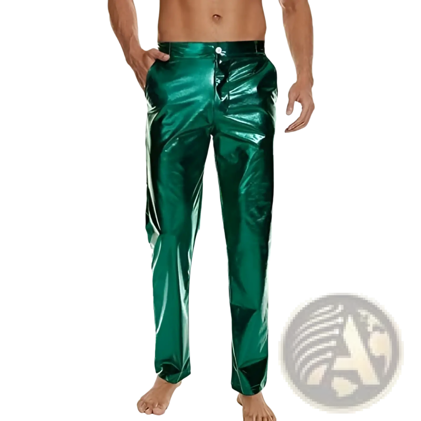 Metallic Silver High Waist Straight Leg Disco Pants