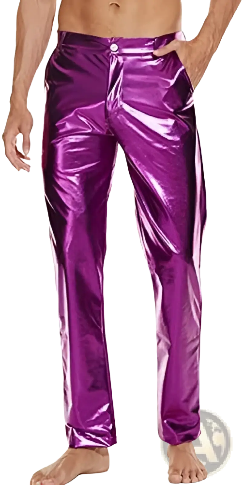 Metallic Silver High Waist Straight Leg Disco Pants
