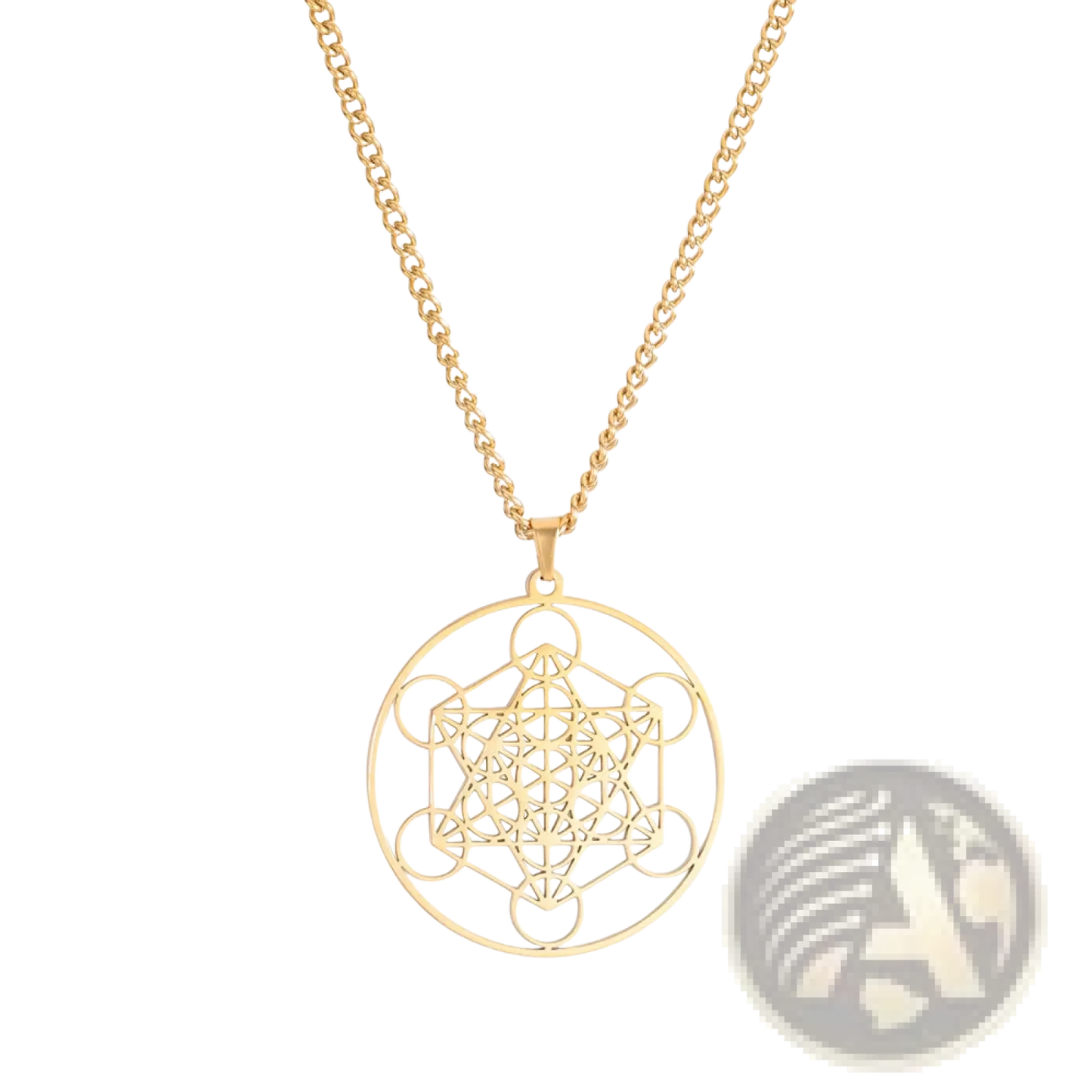 Metatron Cube Stainless Steel Moon Goddess Necklace