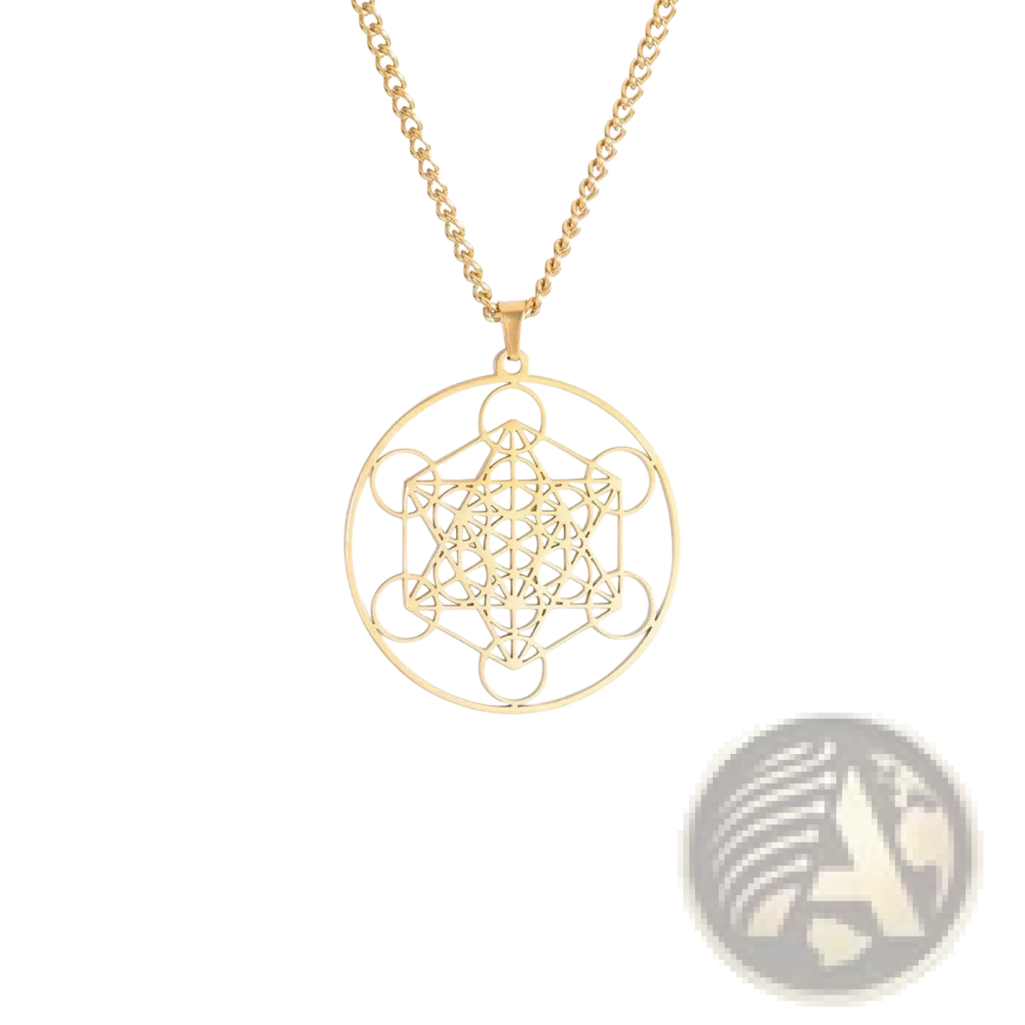 Metatron Cube Stainless Steel Moon Goddess Necklace