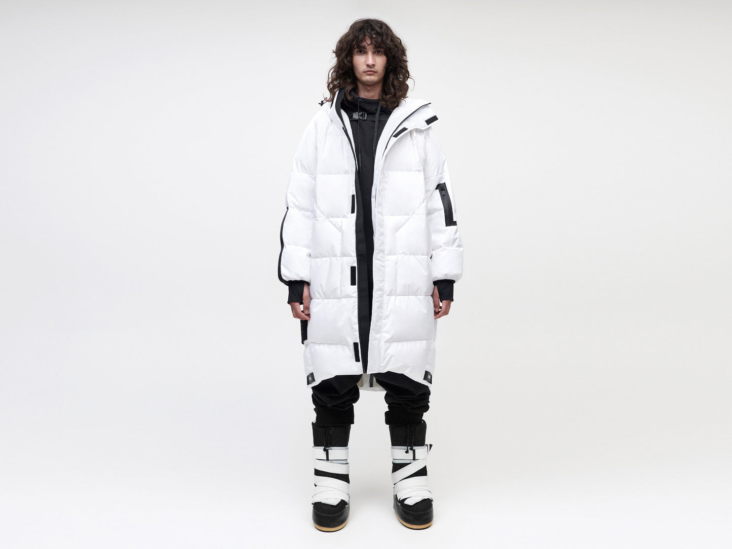 Utility Down Coat with Backpack - White