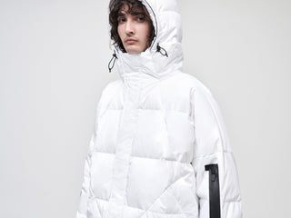 Utility Down Coat with Backpack - White