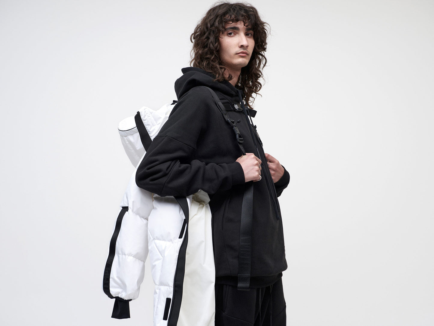 Utility Down Coat with Backpack - White