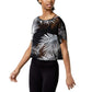 Material Girl Juniors Printed Active Top Palm Black Combo Size Extra Large