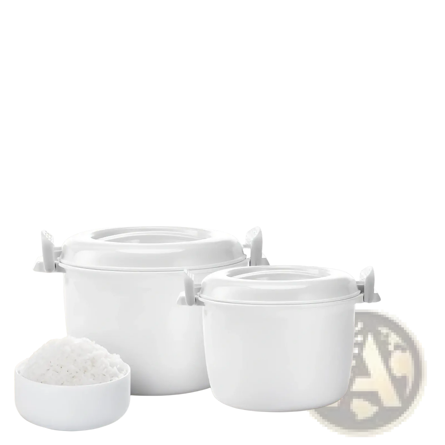 Microwave Rice Cooker with Steamer Lid and Handles