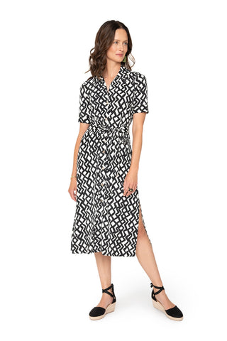 Leota's Women Jade Shirt Dress Zig Zag Black White