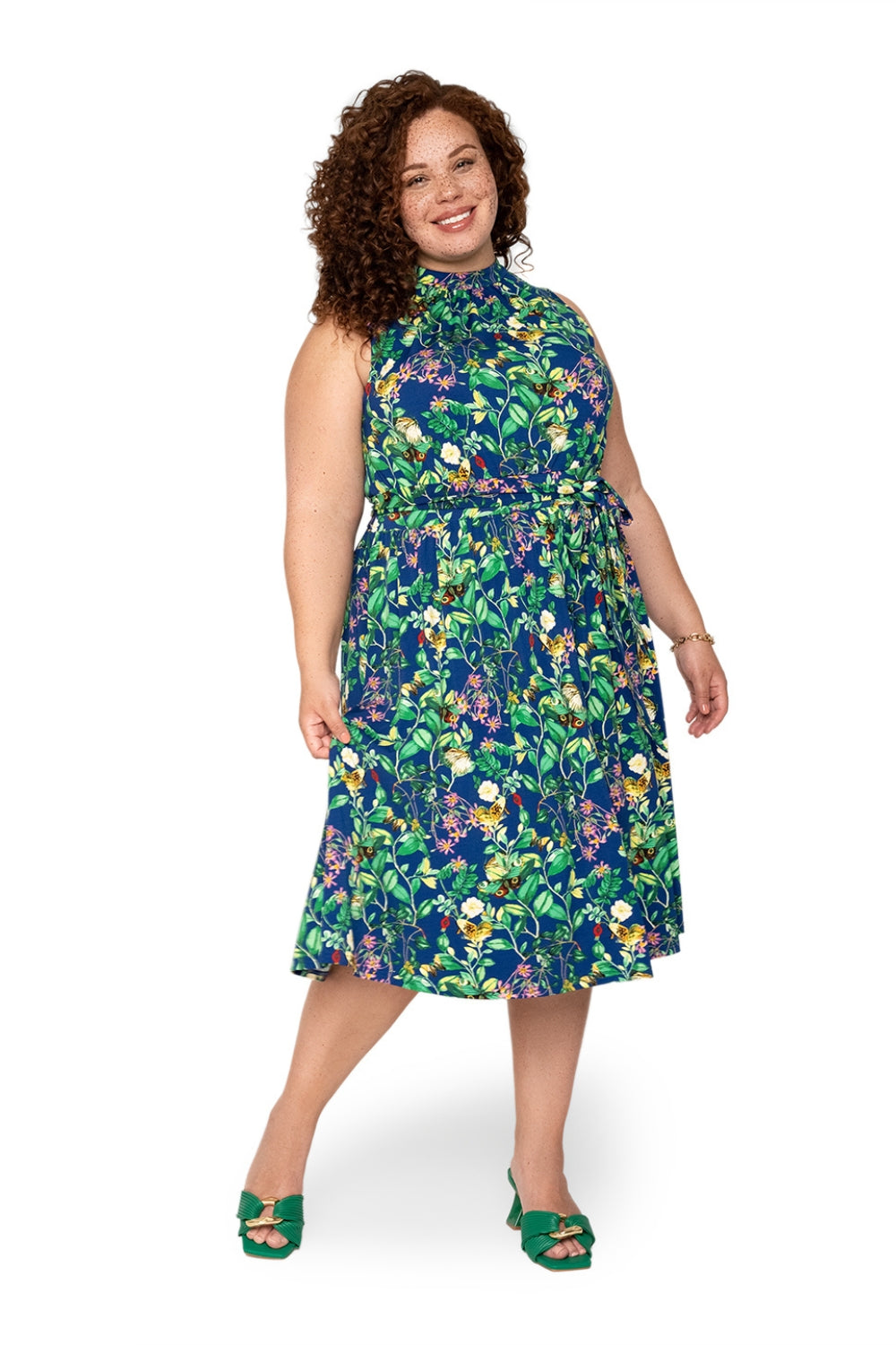 Leota's Curve Women Mindy Dress Butterfly Meadow Navy Multi Size 3X