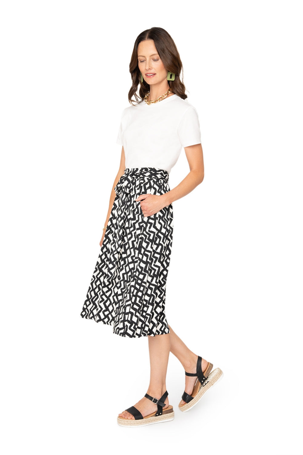 Leota's Women Mindy Skirt Zig Zag Black White