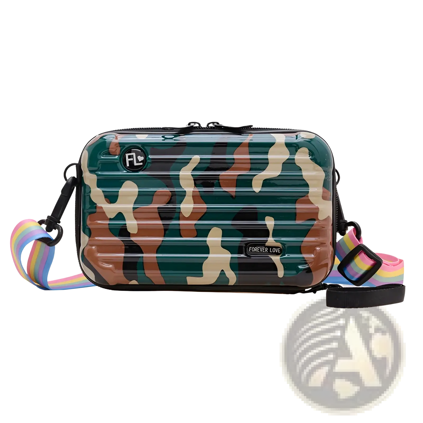 Mini Suitcase Crossbody Bag with Rainbow Strap