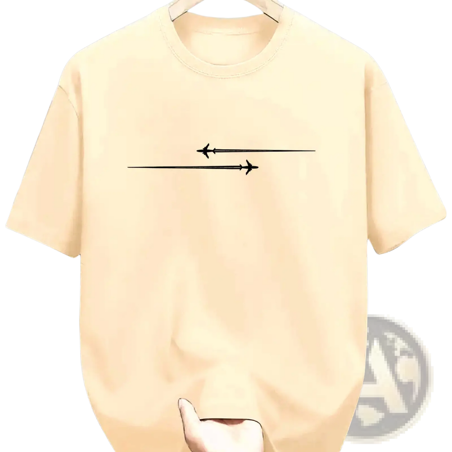 Minimalist Airplane Graphic Cotton Blend Sport t Shirt