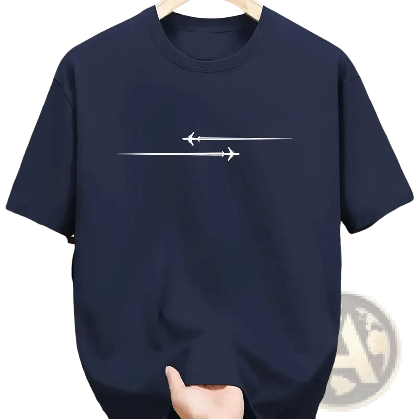 Minimalist Airplane Graphic Cotton Blend Sport t Shirt