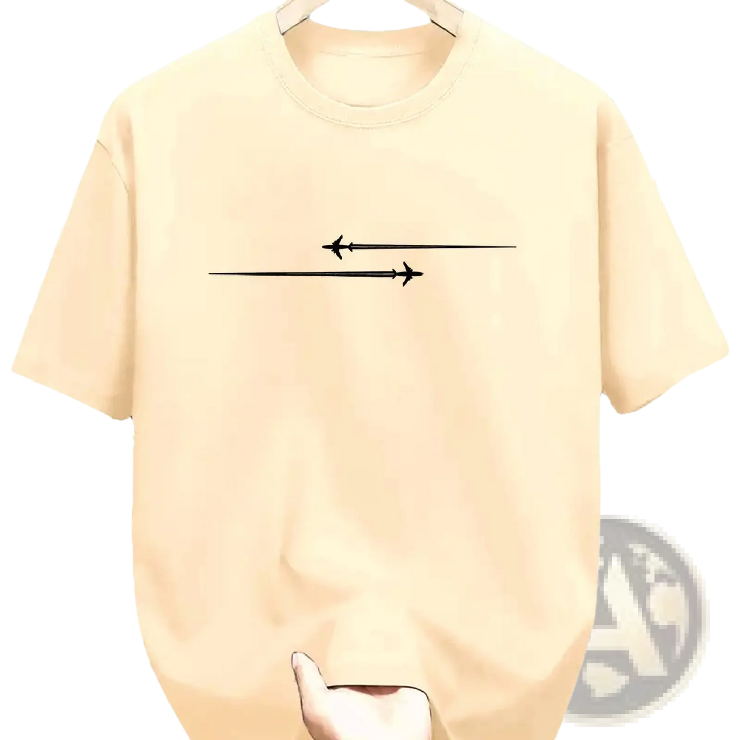 Minimalist Airplane Graphic Cotton Blend Sport t Shirt