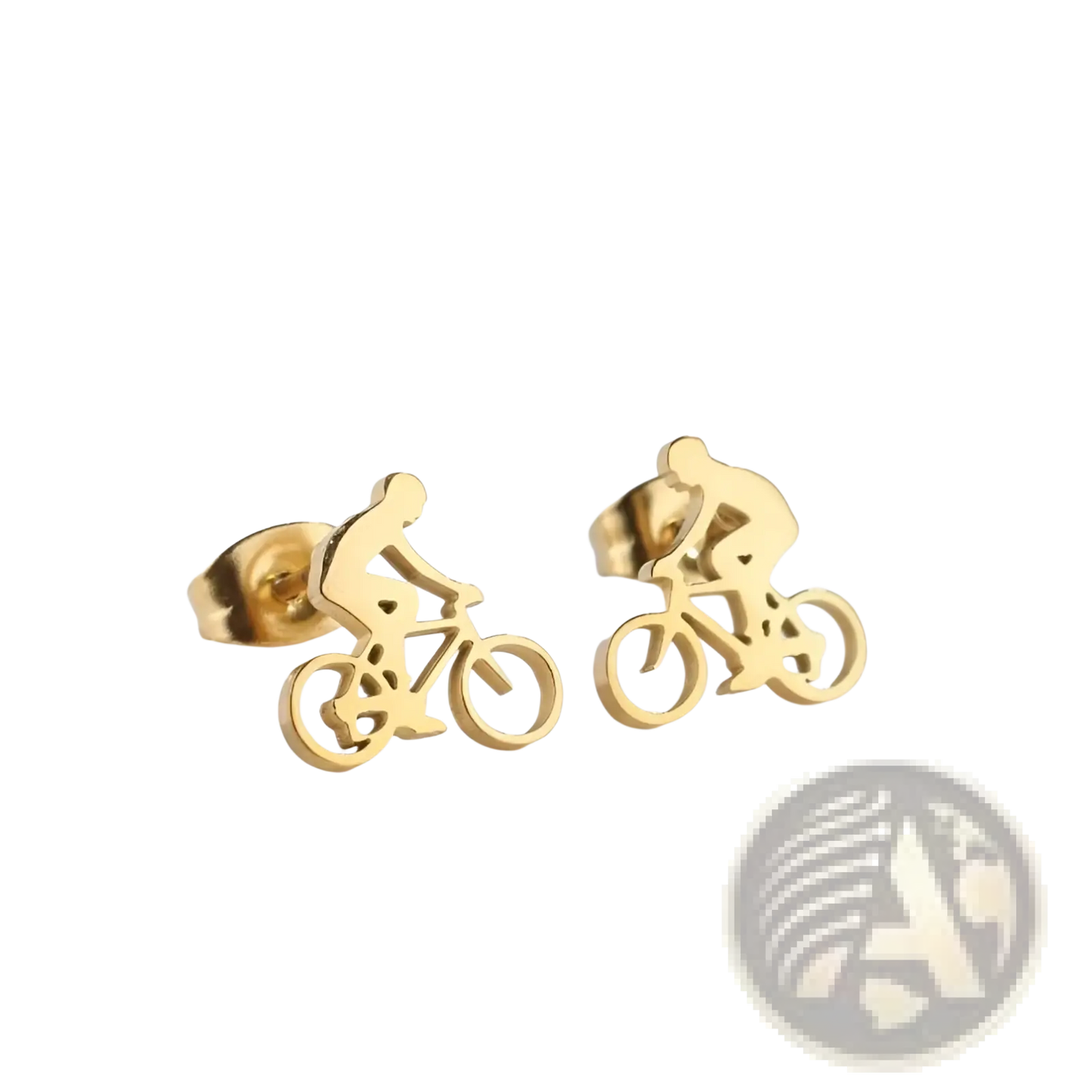 Minimalist Bicycle Rider Silhouette Stud Earrings