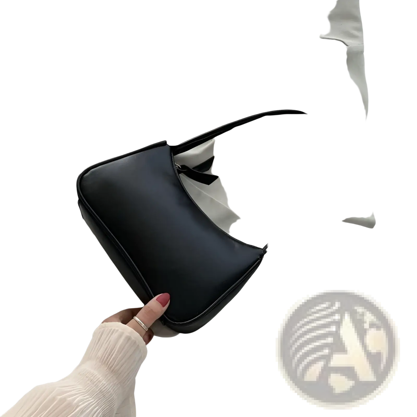 Minimalist Faux Leather Curved Underarm Handbag