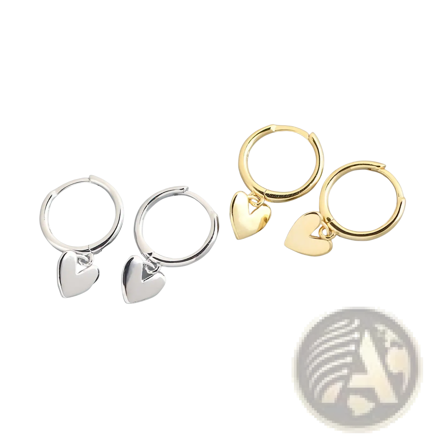 Minimalist Heart Shaped Hoop Earrings in Silver and Gold