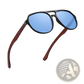 Mirror Lens Wood Temple Aviator Sunglasses