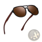 Mirror Lens Wood Temple Aviator Sunglasses