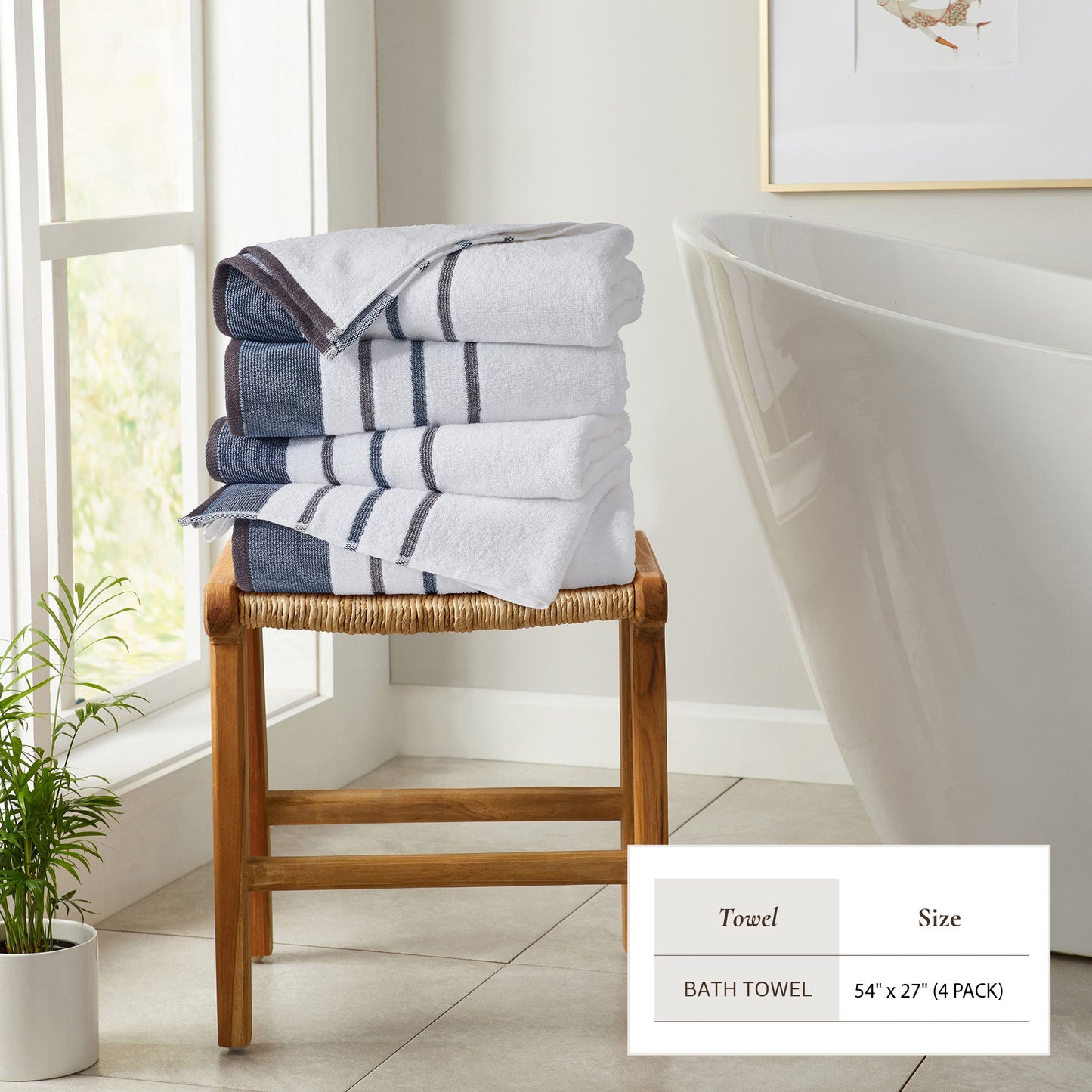 Decorative Cotton Stripe Bath Towel Set - Noelle Collection