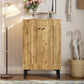 Modern Light Brown Double Door Shoe Cabinet with Metal Legs