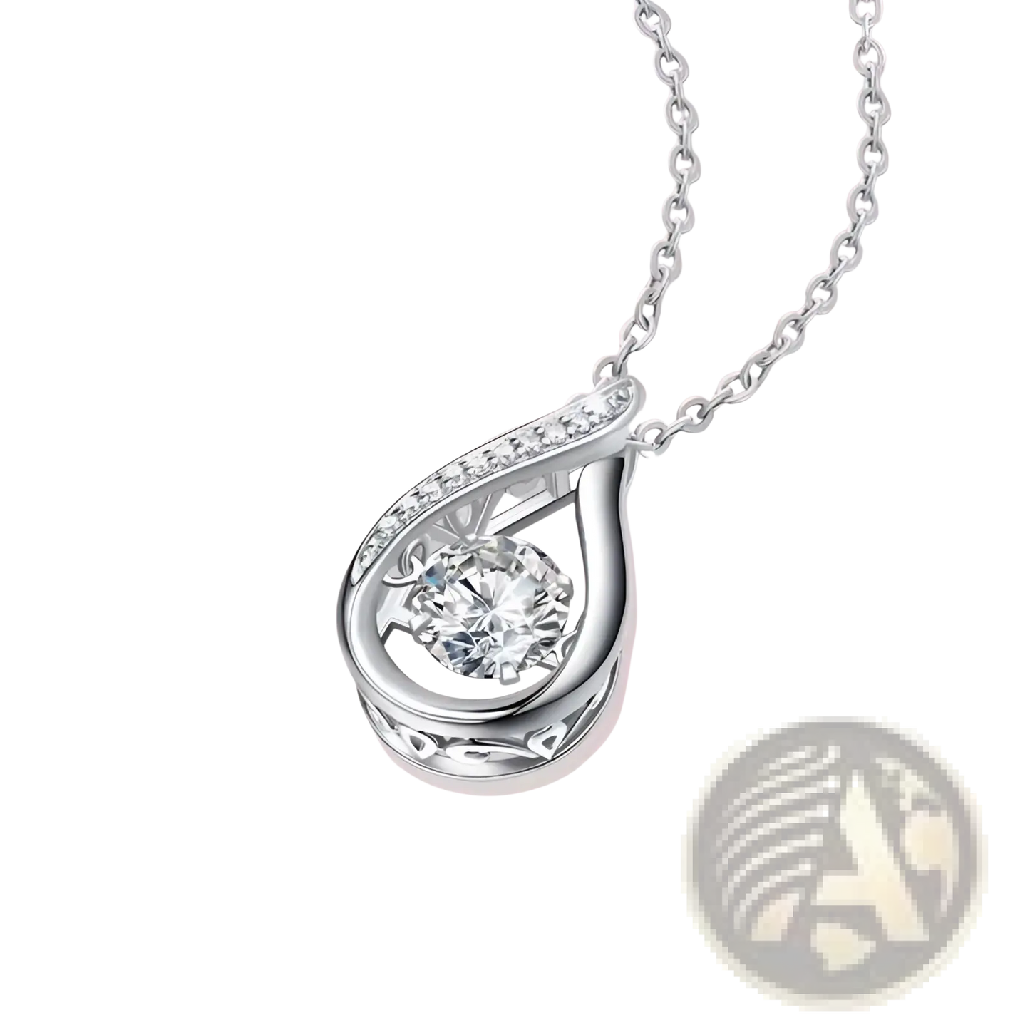 Moissanite Teardrop Halo Pendant in 925 Sterling Silver