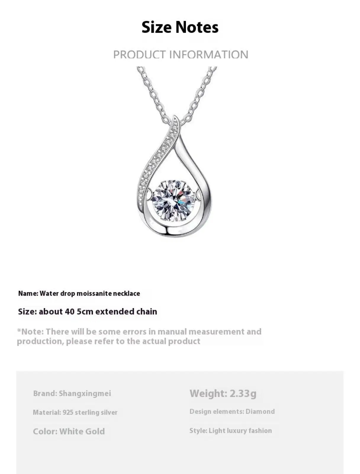 Moissanite Teardrop Halo Pendant in 925 Sterling Silver
