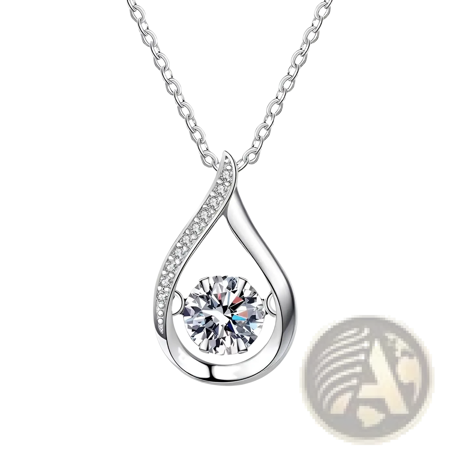 Moissanite Teardrop Halo Pendant in 925 Sterling Silver