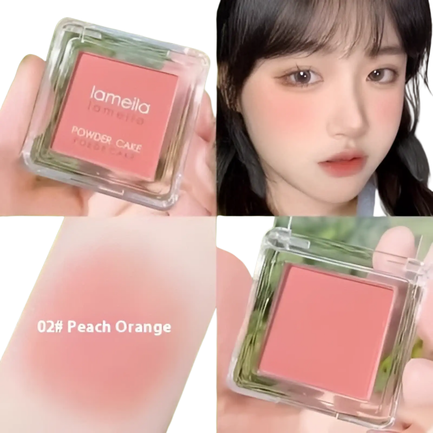 Monochrome Powder Blush Compact with Brush 4 Colors