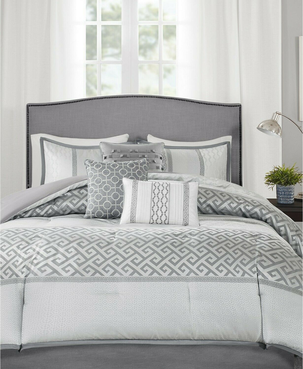 Madison Park Bennett 7 Piece Comforter Set Gray Queen