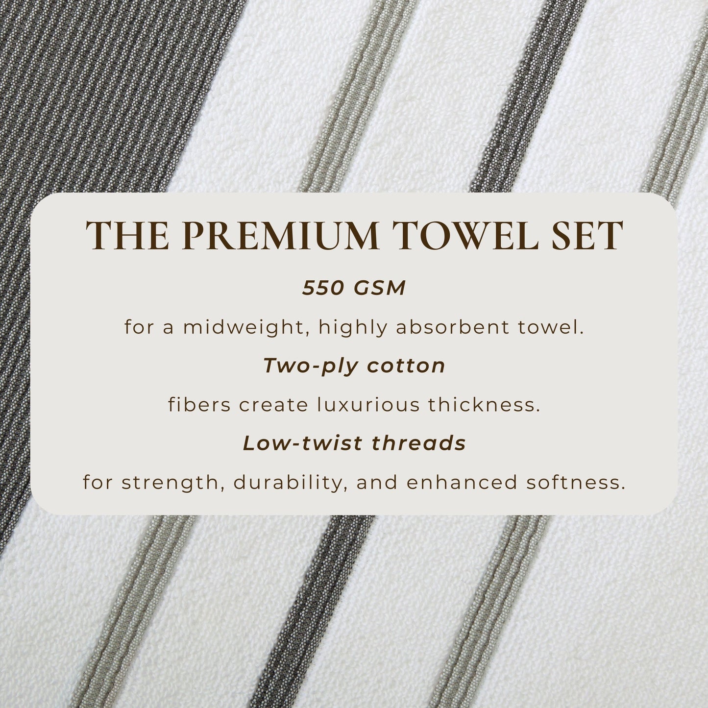 Decorative Cotton Stripe Bath Towel Set - Noelle Collection