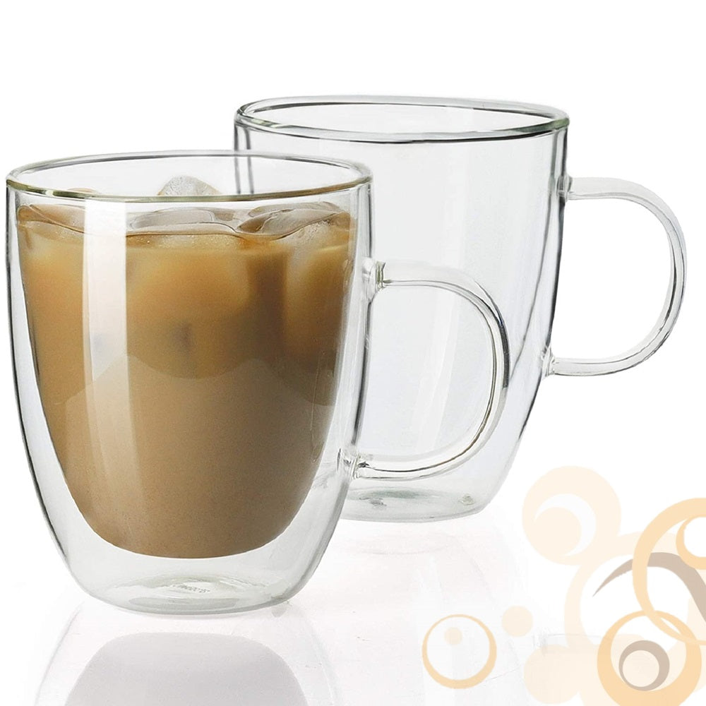 Homvare Glass Coffee Mug, Tea Cup for Office and Home Suitable for Both Hot and Cold Beverage