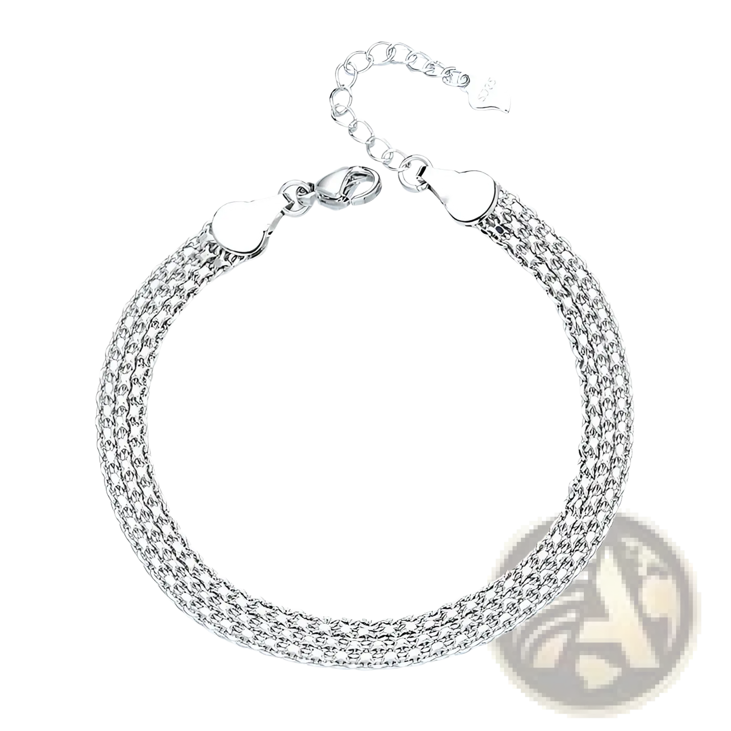 Multi-layer Silver Mesh Heart Clasp Bracelet