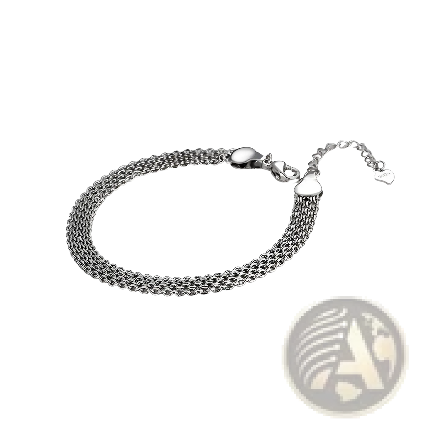 Multi-layer Silver Mesh Heart Clasp Bracelet