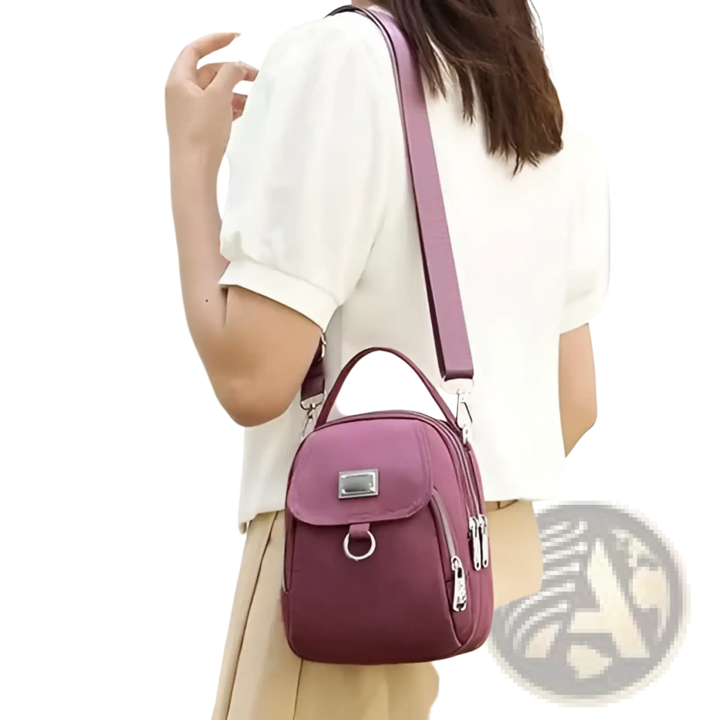 Multi Pocket Nylon Crossbody Bag with Earbud Case Attachment
