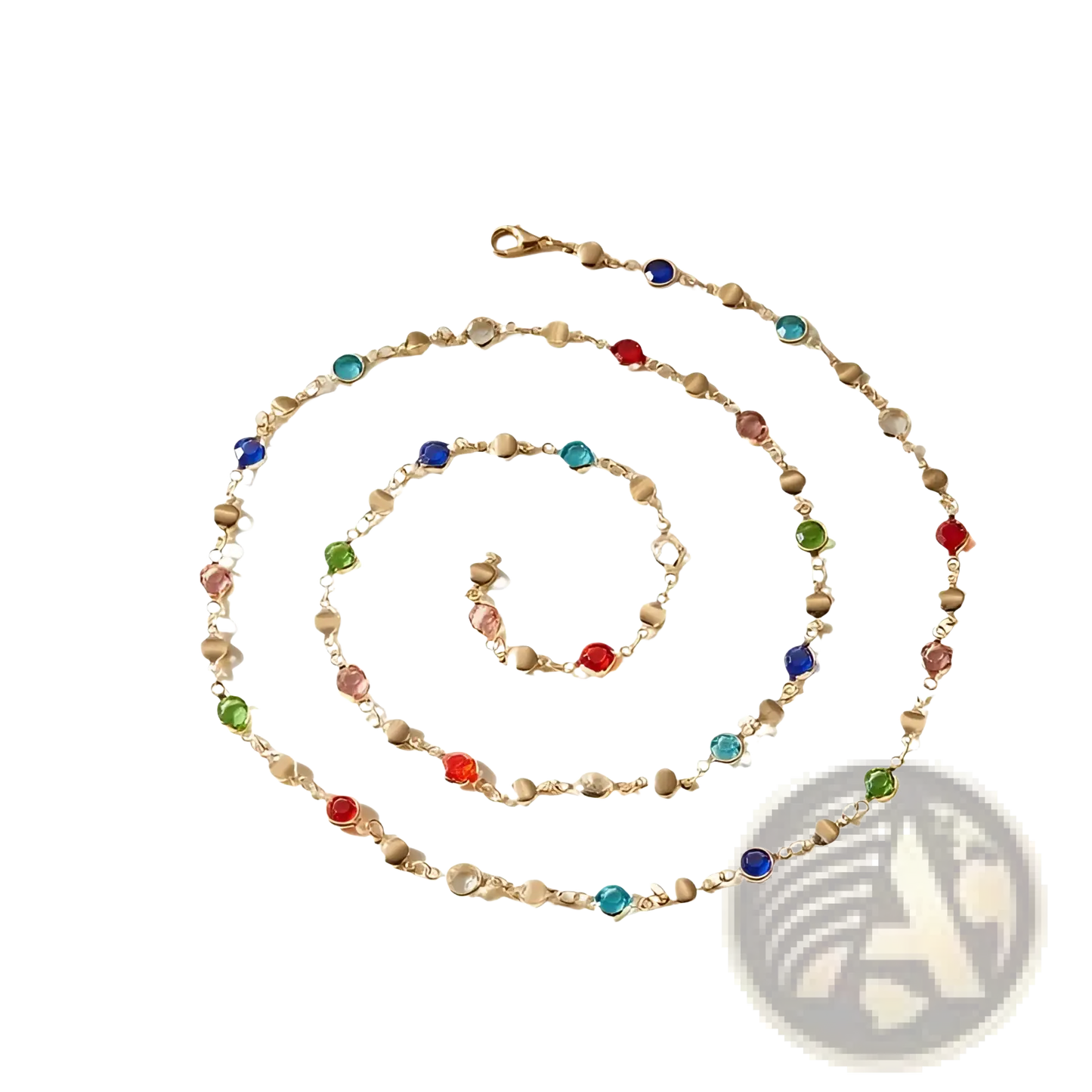 Multicolor Crystal Geometric Gold Pendant Necklace