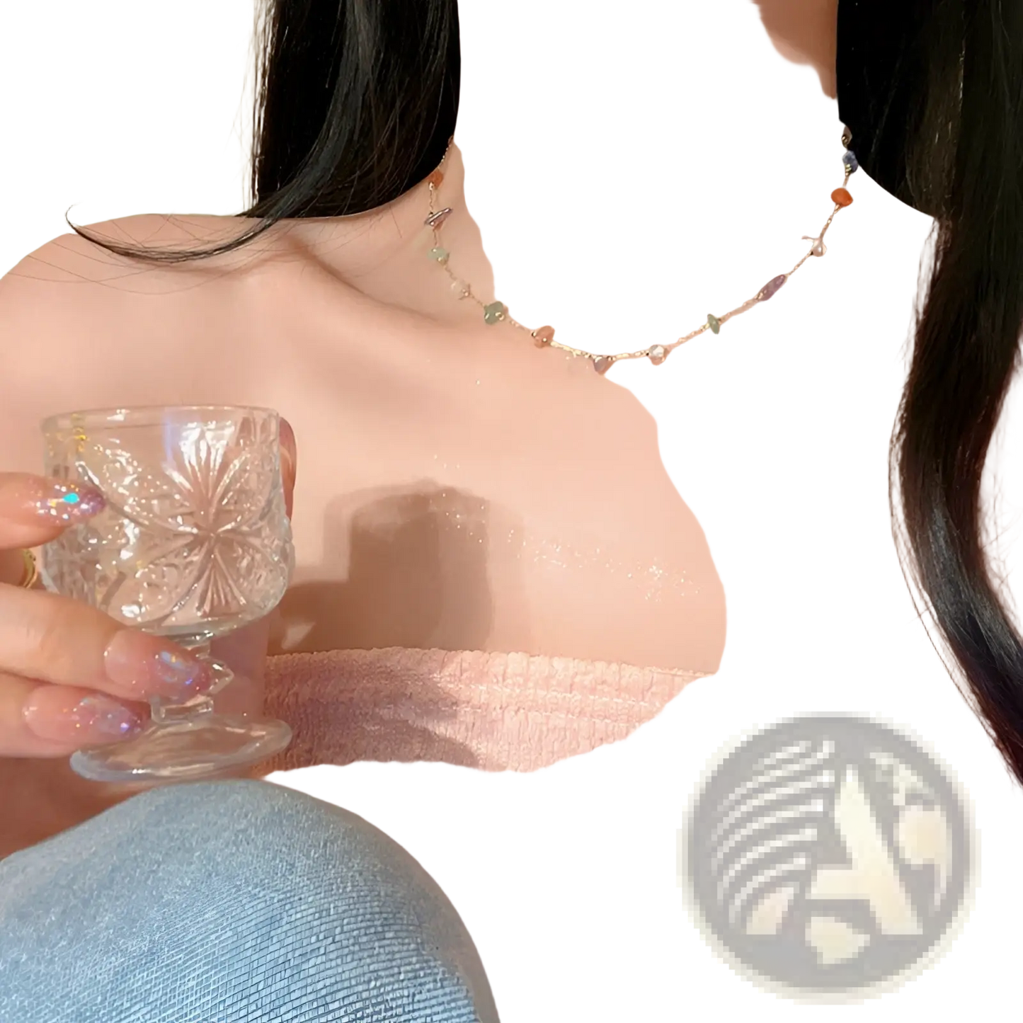 Multicolor Gemstone Choker in Gold and Silver Alloy
