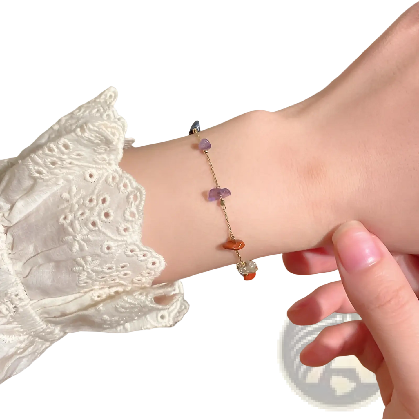Multicolor Gemstone Choker in Gold and Silver Alloy