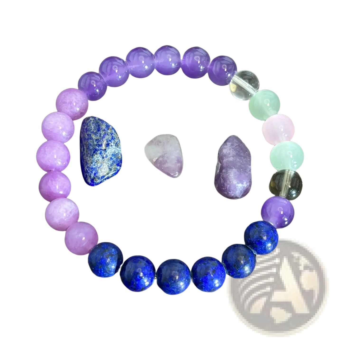 Multicolor Gradient Fluorite Beaded Bracelet with Crystal Accent