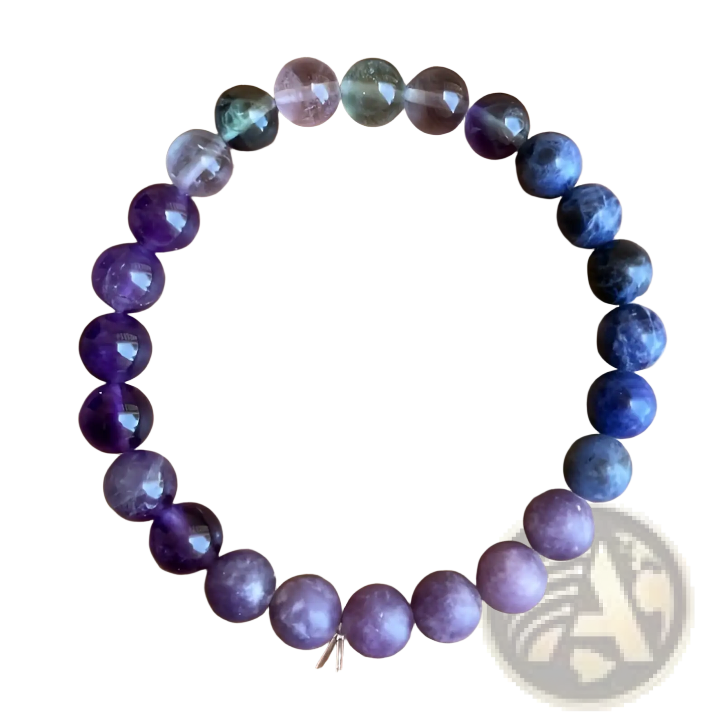 Multicolor Gradient Fluorite Beaded Bracelet with Crystal Accent