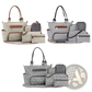 Multifunctional 8 Piece Striped Diaper Bag and Accessory Set