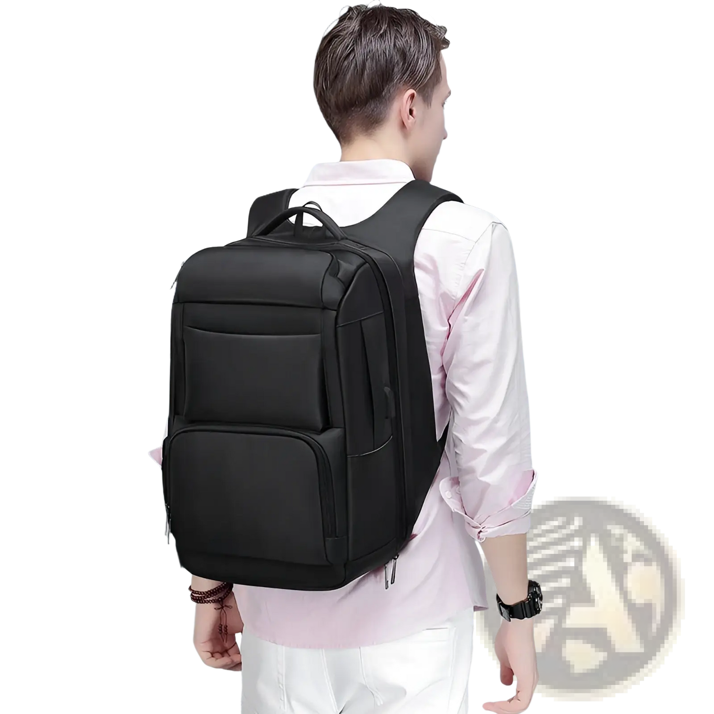 Multifunctional Black Nylon Laptop Backpack for Business and Travel