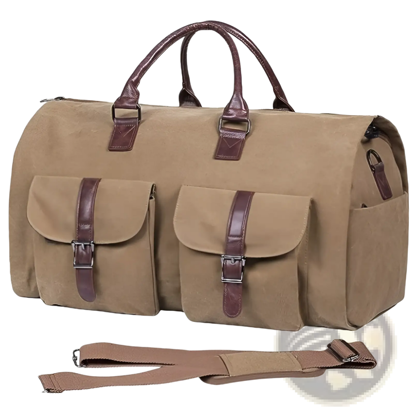 Multifunctional Canvas and Leather Folding Travel Duffel Bag