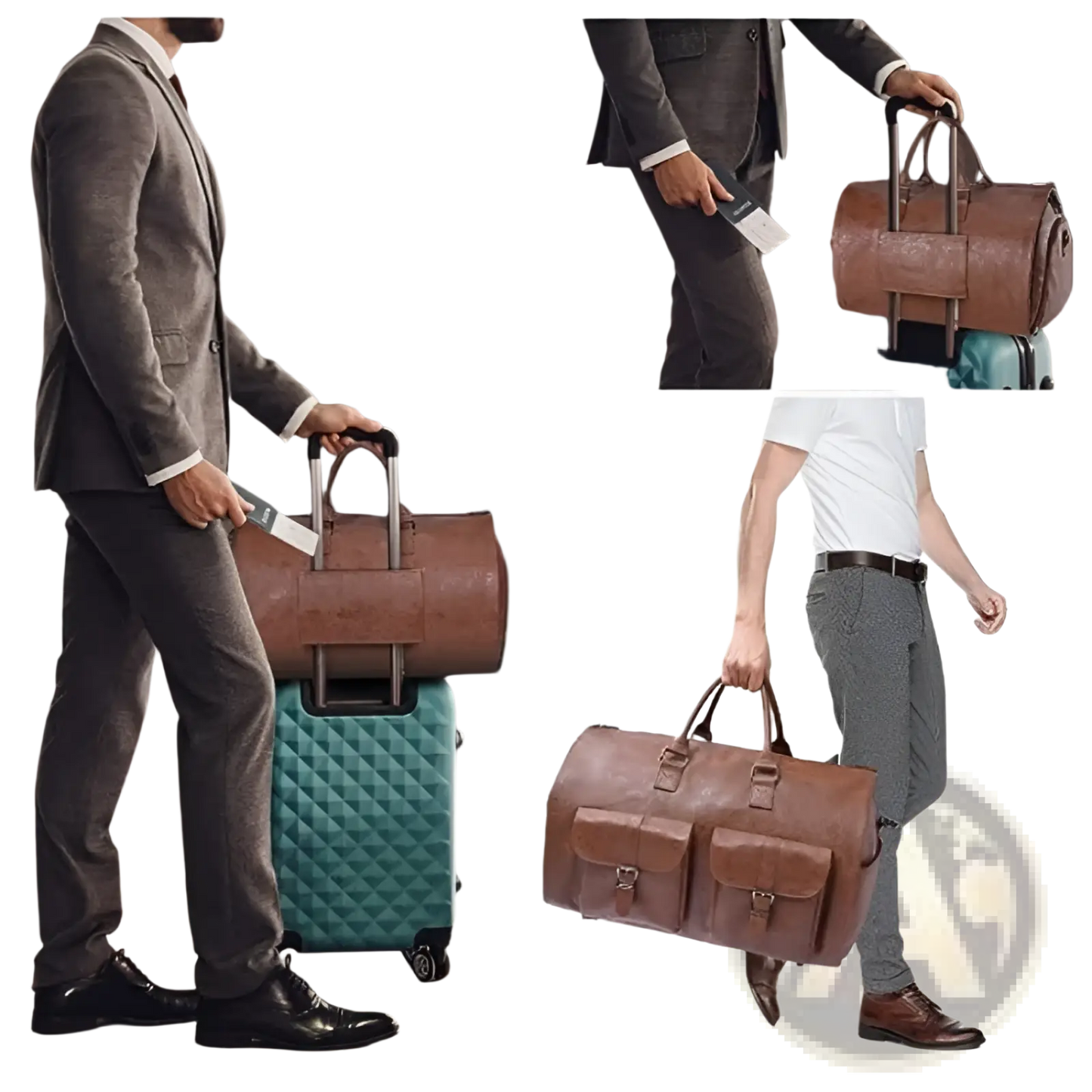Multifunctional Canvas and Leather Folding Travel Duffel Bag