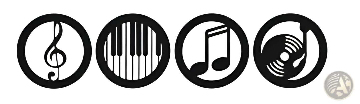 Musical Note Wooden Wall Decor 4 Piece Set 20x20cm