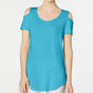 JM Collection Women's Cold-Shoulder Top Navy Size X-Large