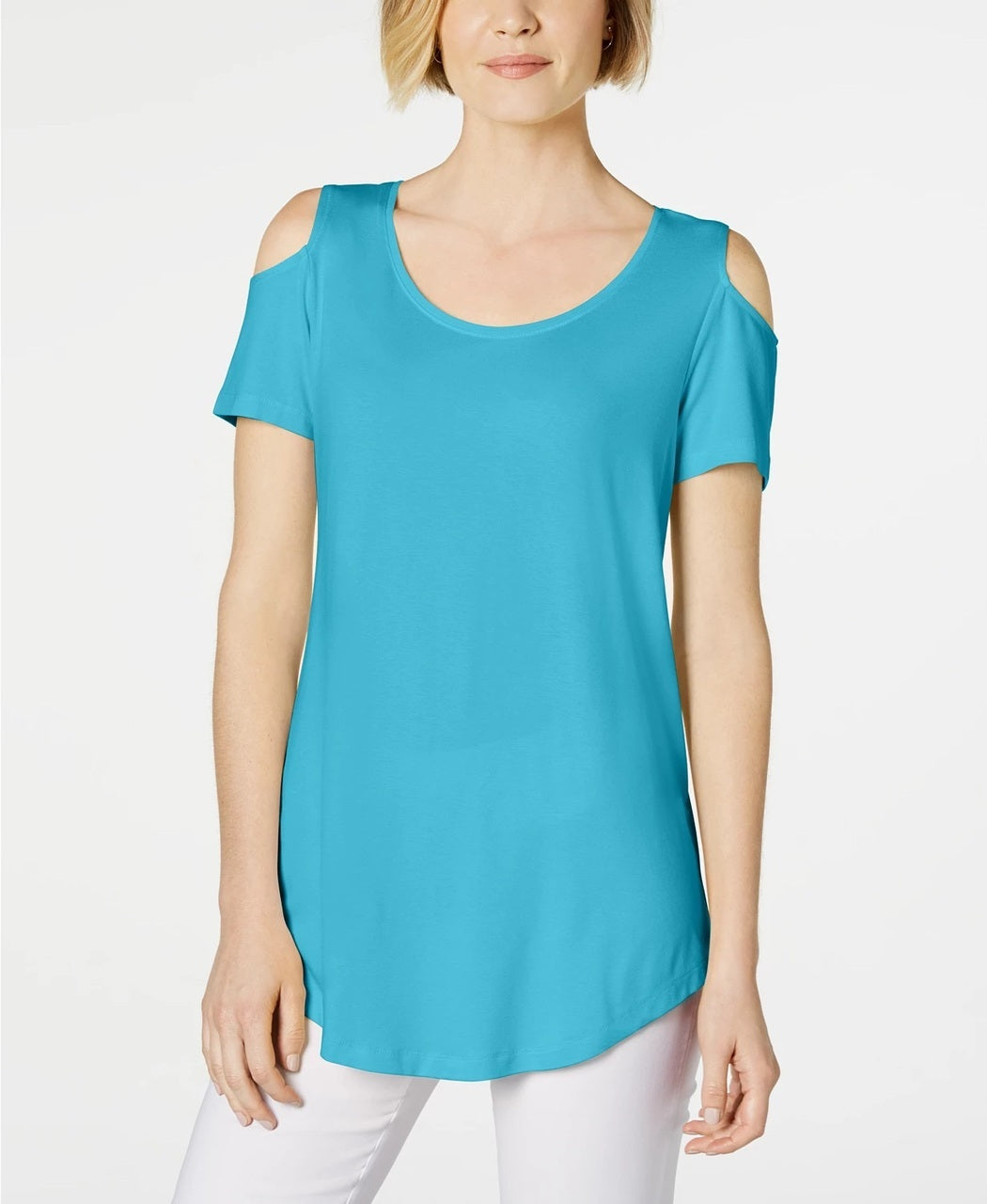 JM Collection Women's Cold-Shoulder Top Navy Size X-Large